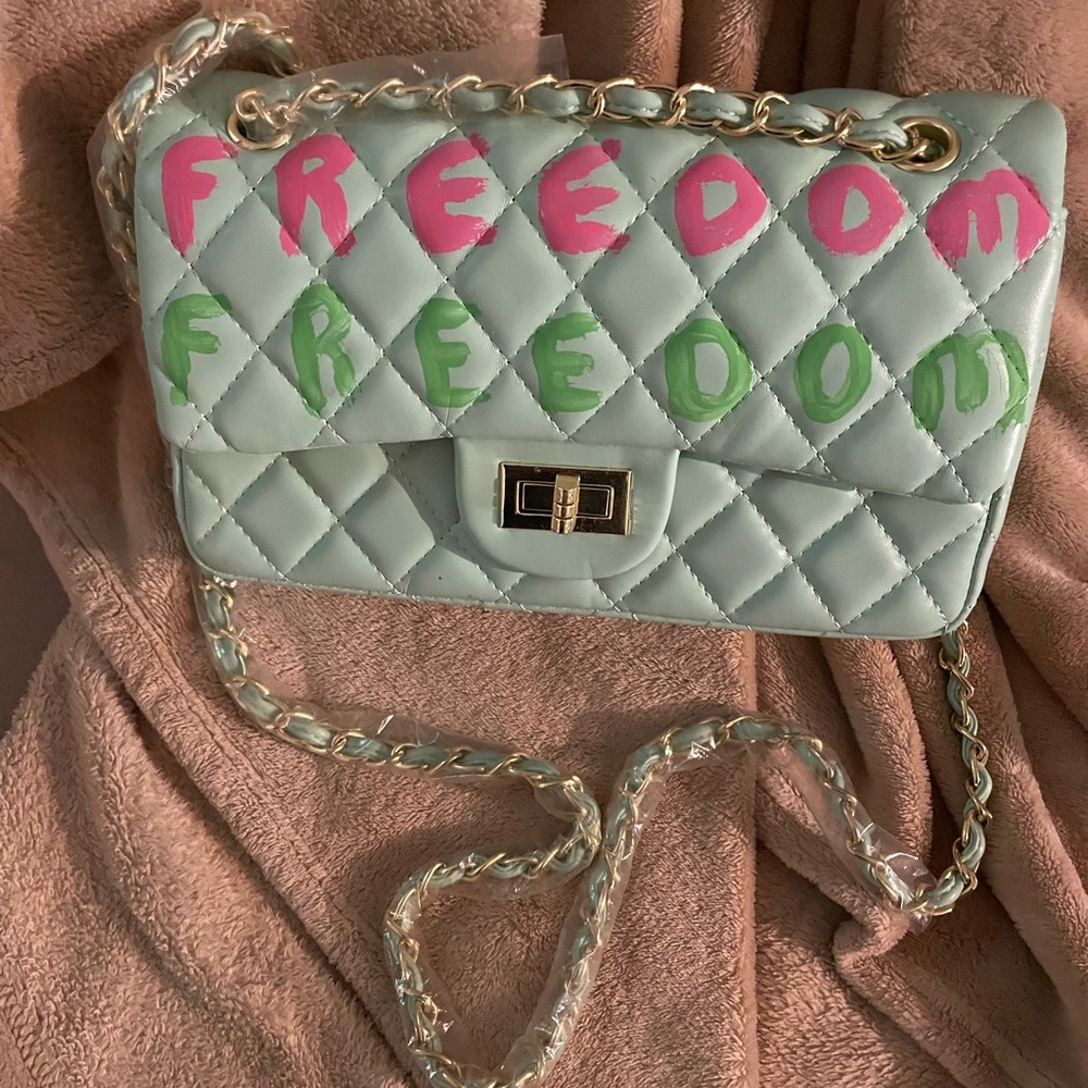 Asset mint green quilted crossbody.